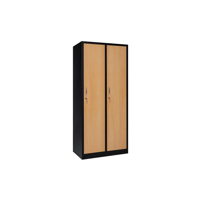 Kledingkast 2-deurs MD 80 cm - Zwart/Beuken