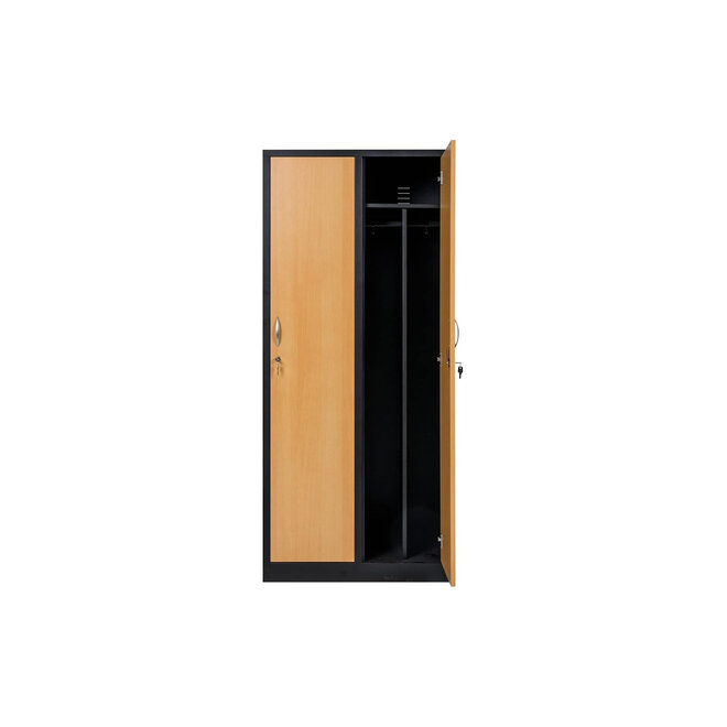 Kledingkast 2-deurs MD 80 cm - Zwart/Beuken