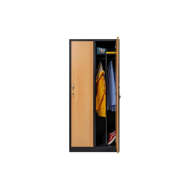 Kledingkast 2-deurs MD 80 cm - Zwart/Beuken