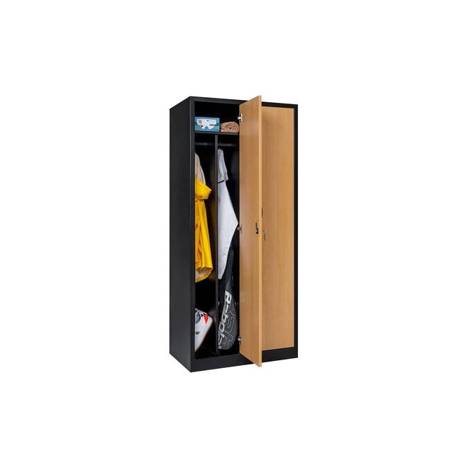 Kledingkast 2-deurs MD 80 cm - Zwart/Beuken