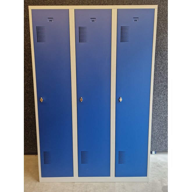 Kledinglocker 3 deuren - Grijs/Blauw