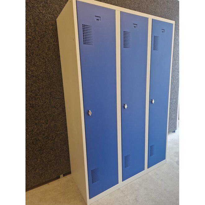 Kledinglocker 3 deuren - Grijs/Blauw