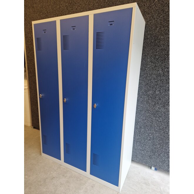 Kledinglocker 3 deuren - Grijs/Blauw