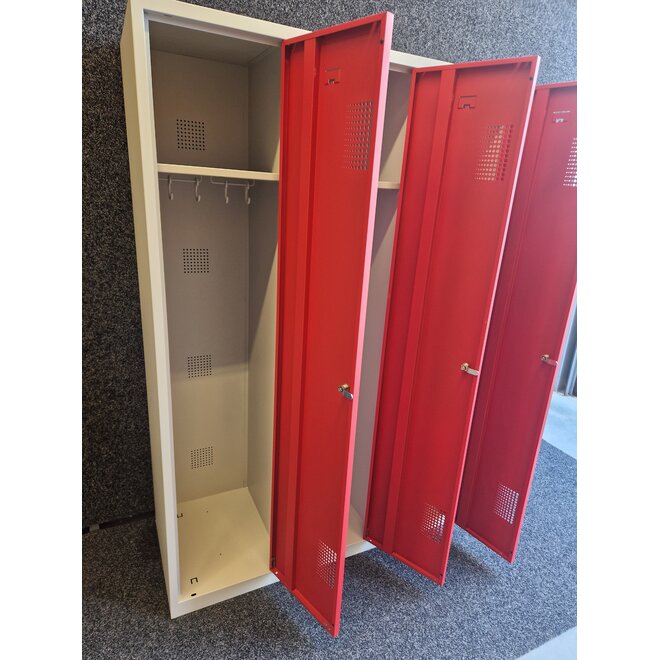 Kledinglocker 3 deuren - Grijs/Rood
