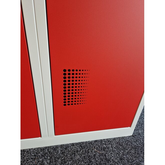 Kledinglocker 3 deuren - Grijs/Rood