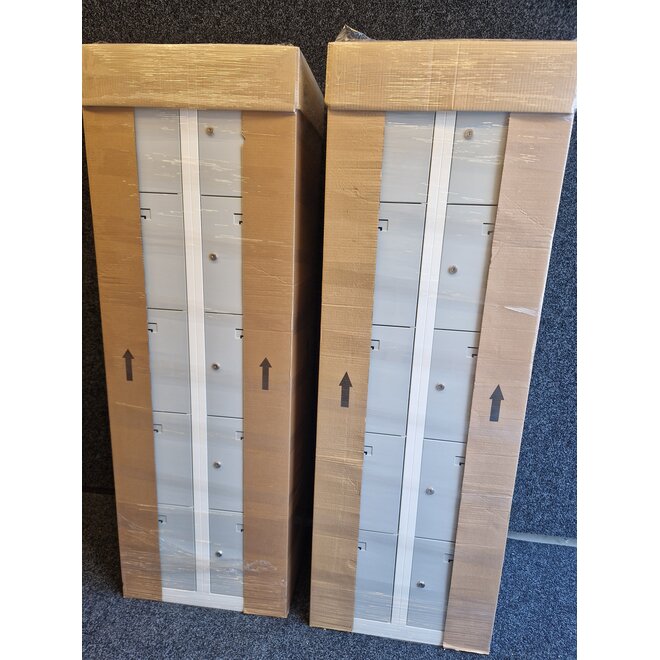 Locker 10-deurs 180x60x50 cm - Wit/Grijs