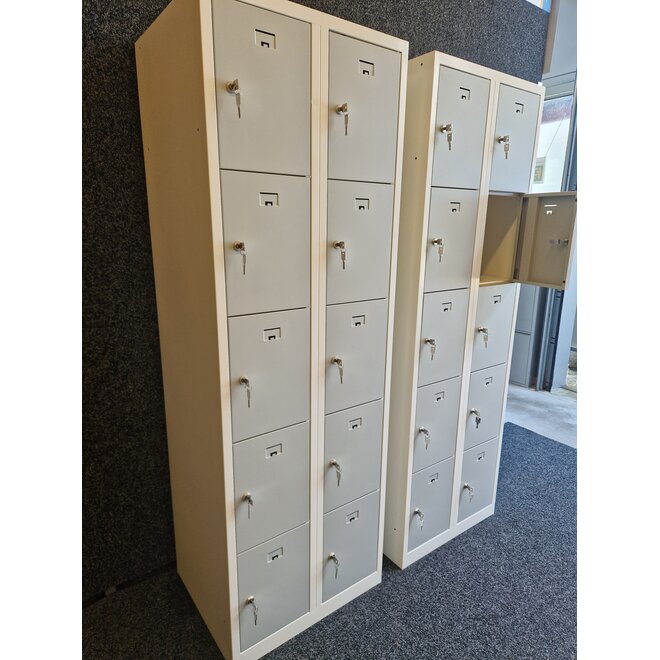 Locker 10-deurs 180x60x50 cm - Wit/Grijs