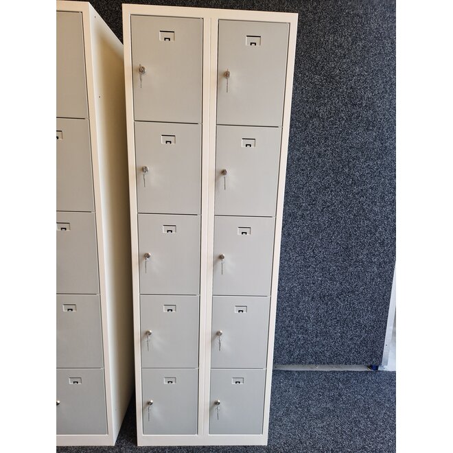 Locker 10-deurs 180x60x50 cm - Wit/Grijs