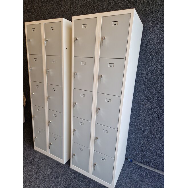 Locker 10-deurs 180x60x50 cm - Wit/Grijs