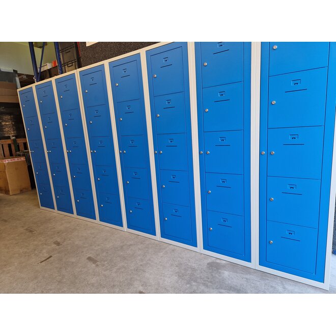 Locker 5 kluisjes Grijs-Blauw met centrale deur