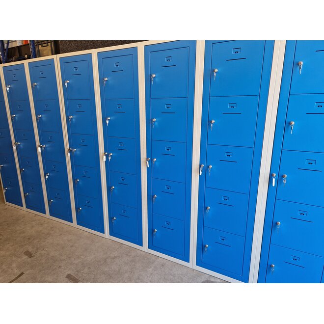 Locker 5 kluisjes Grijs-Blauw met centrale deur