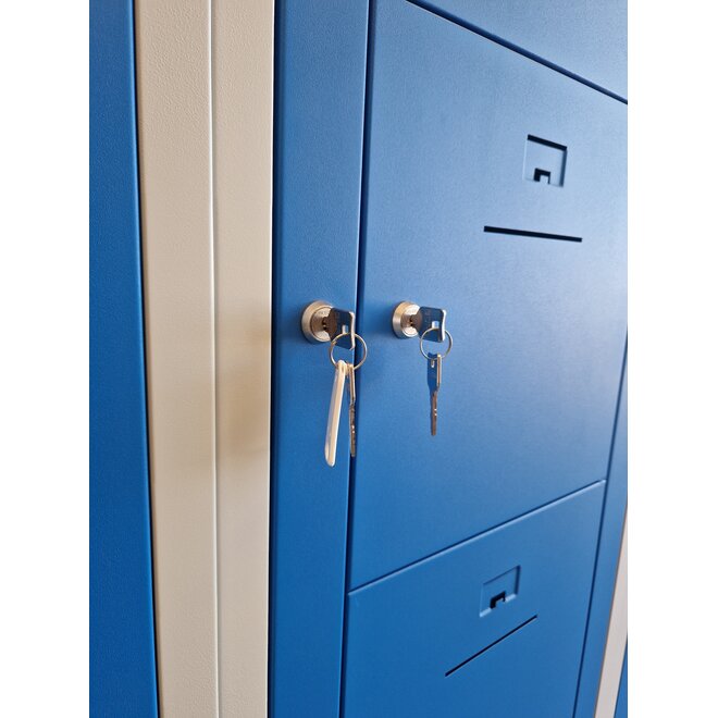 Locker 5 kluisjes Grijs-Blauw met centrale deur
