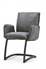 Koloniaal Teakhuis stoel Jacksen leer grijs