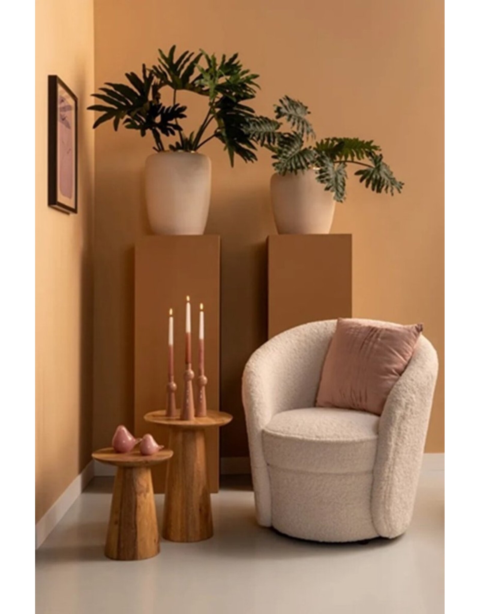 Koloniaal Teakhuis Prachtige moderne set Conische plantentafels Mangohout