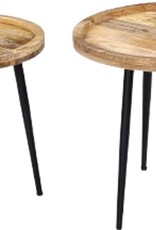 Koloniaal Teakhuis Leuke set bijzettafels, Mangohout 2 voudig