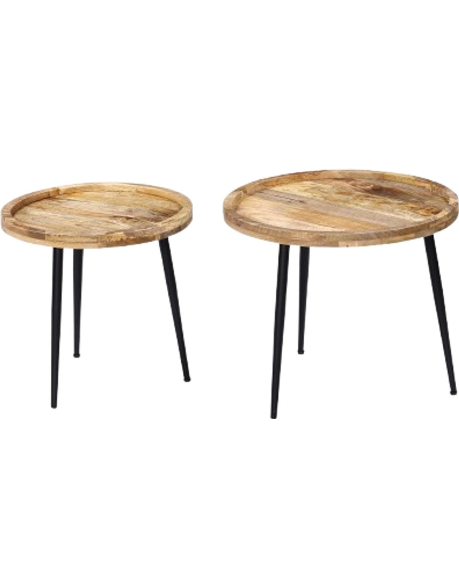 Koloniaal Teakhuis Leuke set bijzettafels, Mangohout 2 voudig