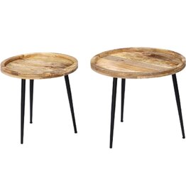 Koloniaal Teakhuis set bijzettafels Iris 2 voudig