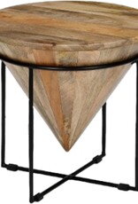 Koloniaal Teakhuis Unieke bijzettafel rond 48cm Mangohout