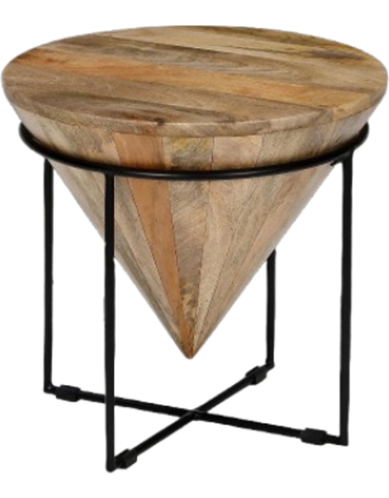 Koloniaal Teakhuis Unieke bijzettafel rond 48cm Mangohout