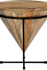 Koloniaal Teakhuis Unieke bijzettafel rond 48cm Mangohout