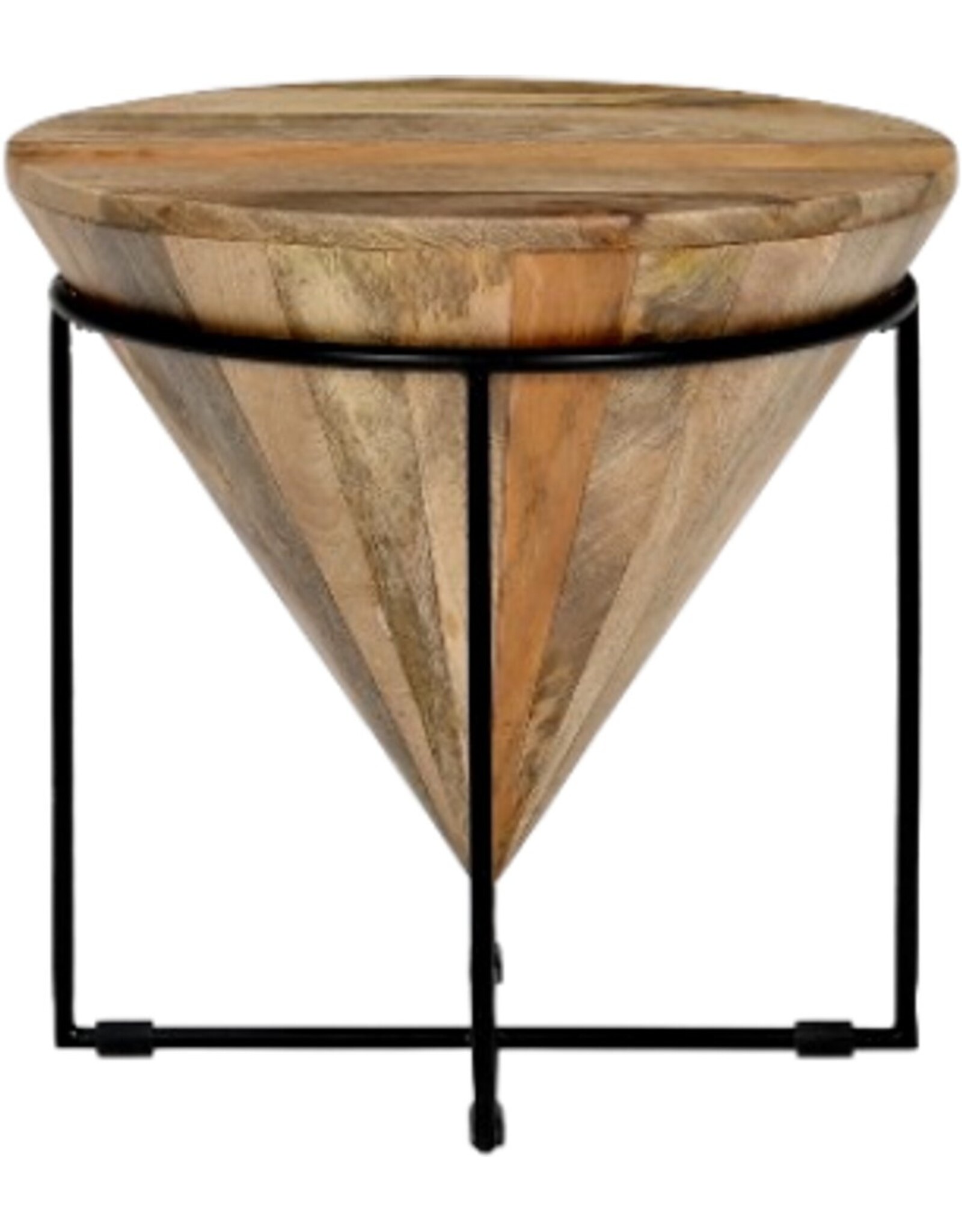 Koloniaal Teakhuis Unieke bijzettafel rond 48cm Mangohout