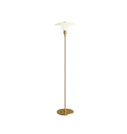PH 3 1/2-2 1/2 FLOOR LAMP, MOUTH-BLOWN WHITE OPAL GLASS WITH BRASS FINISH