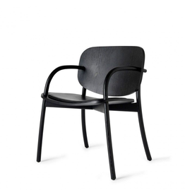 (BARGAIN CORNER) CLOUDY DINING CHAIR WITH BLACK LEATHER SEAT