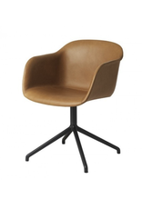 FIBER ARMCHAIR SHELL UPHOLSTERED IN COGNAC LEATHER