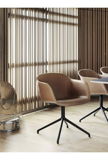 FIBER ARMCHAIR SHELL UPHOLSTERED IN COGNAC LEATHER