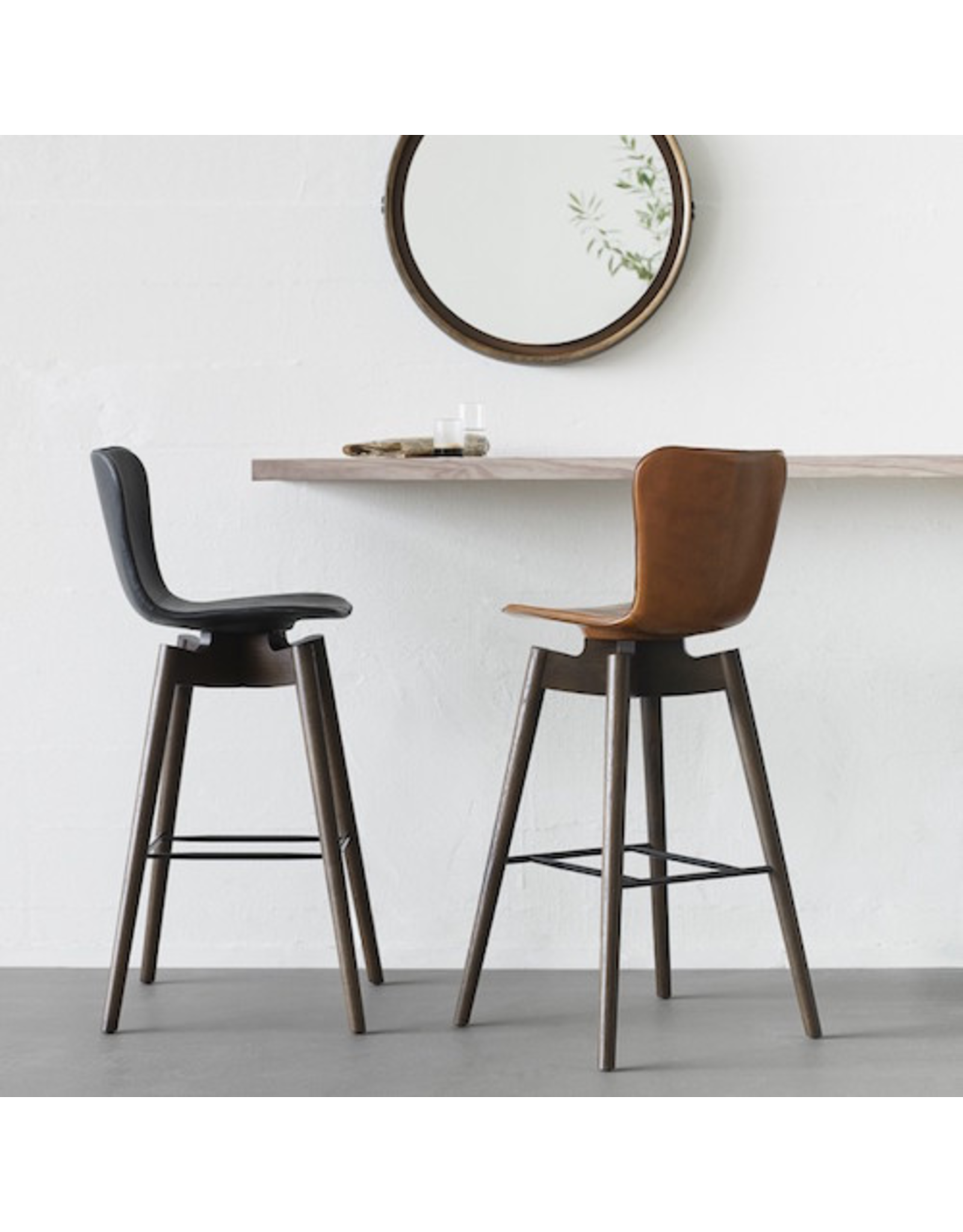 SHELL BARSTOOL IN ULTRA COGNAC LEATHER