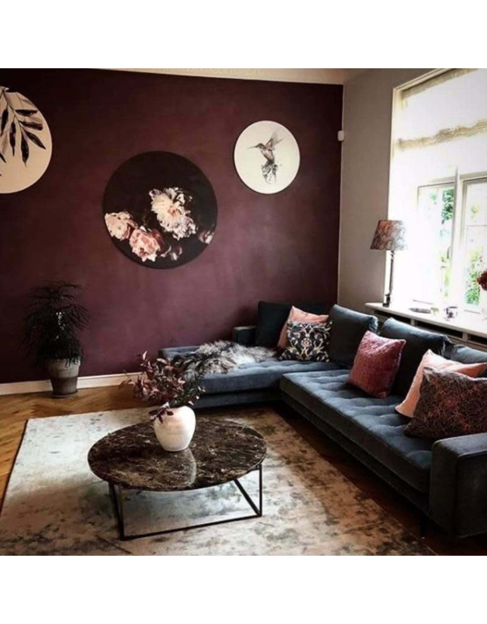 (SHOWROOM ITEM) CIRCLE LARGE COFFEE TABLE IN DARK EMPERADOR MARBLE