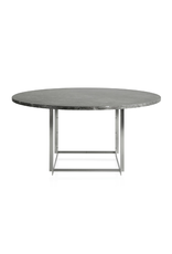 PK54 DINING TABLE IN GREY-BROWN (HONED) MARBLE TABLE TOP