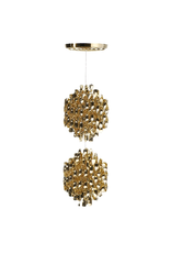 SPIRAL SP2 HANGING LAMP W/2 CLUSTERS OF GOLD SPIRALS
