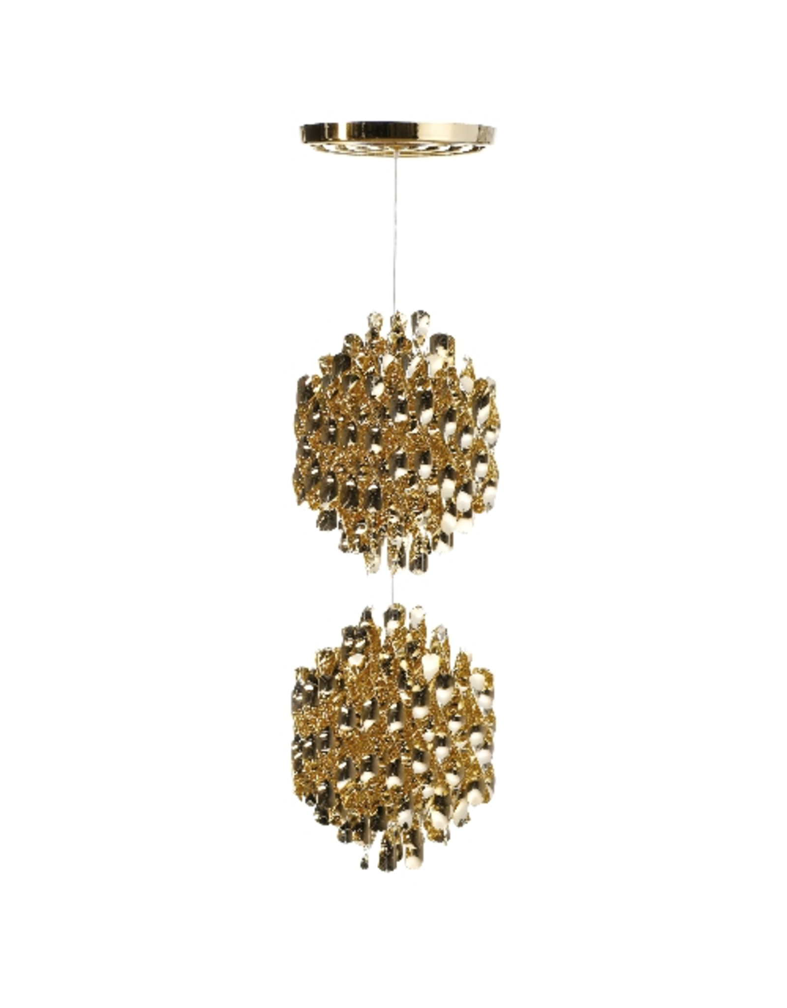 SPIRAL SP2 HANGING LAMP W/2 CLUSTERS OF GOLD SPIRALS