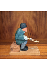 PAINTED WOOD CARVING OF OLD SWEDISH MAN FISHING