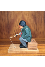 PAINTED WOOD CARVING OF OLD SWEDISH MAN FISHING