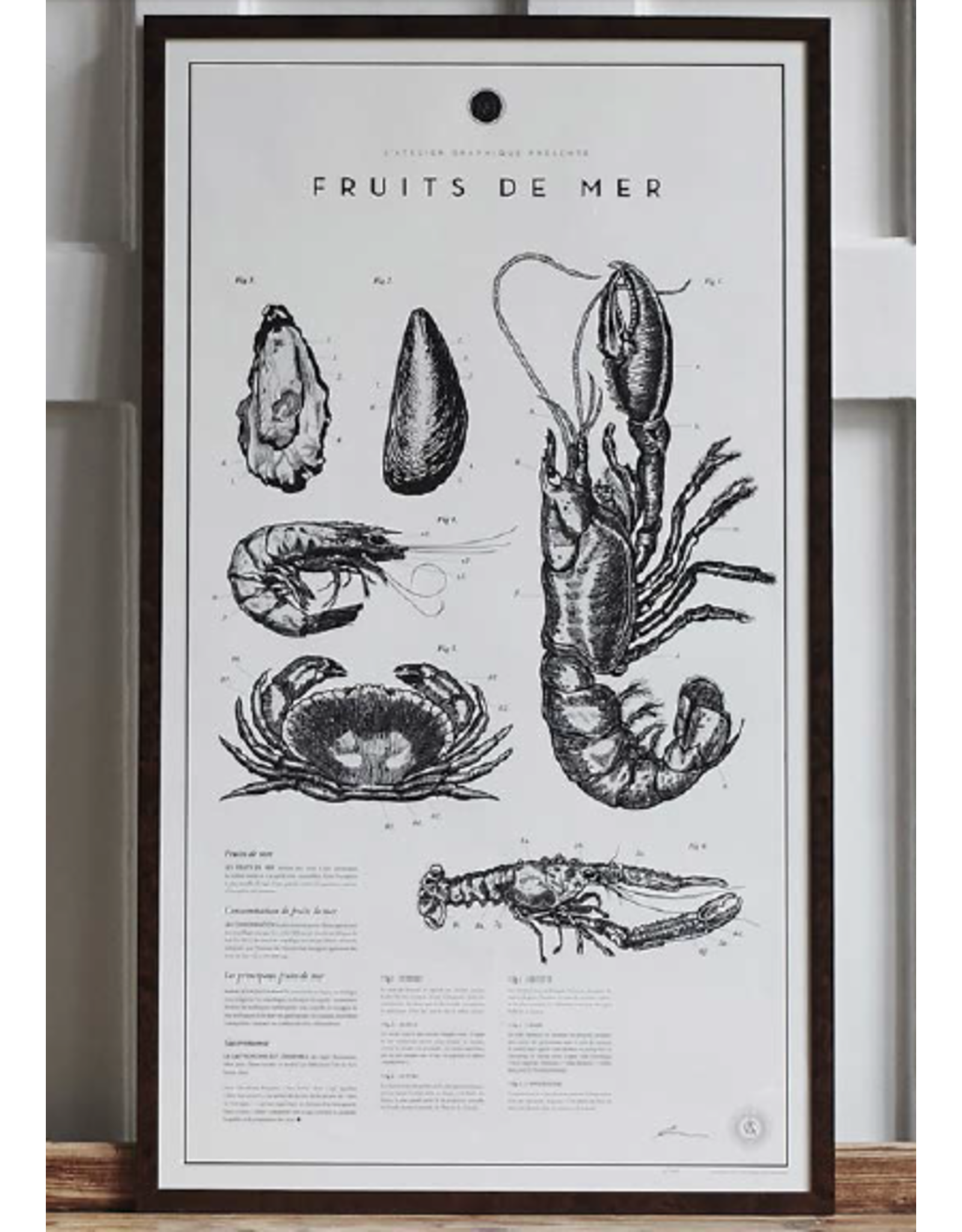 (陳列室物品) FRUITS DE MER 挂画“海鮮”连画框