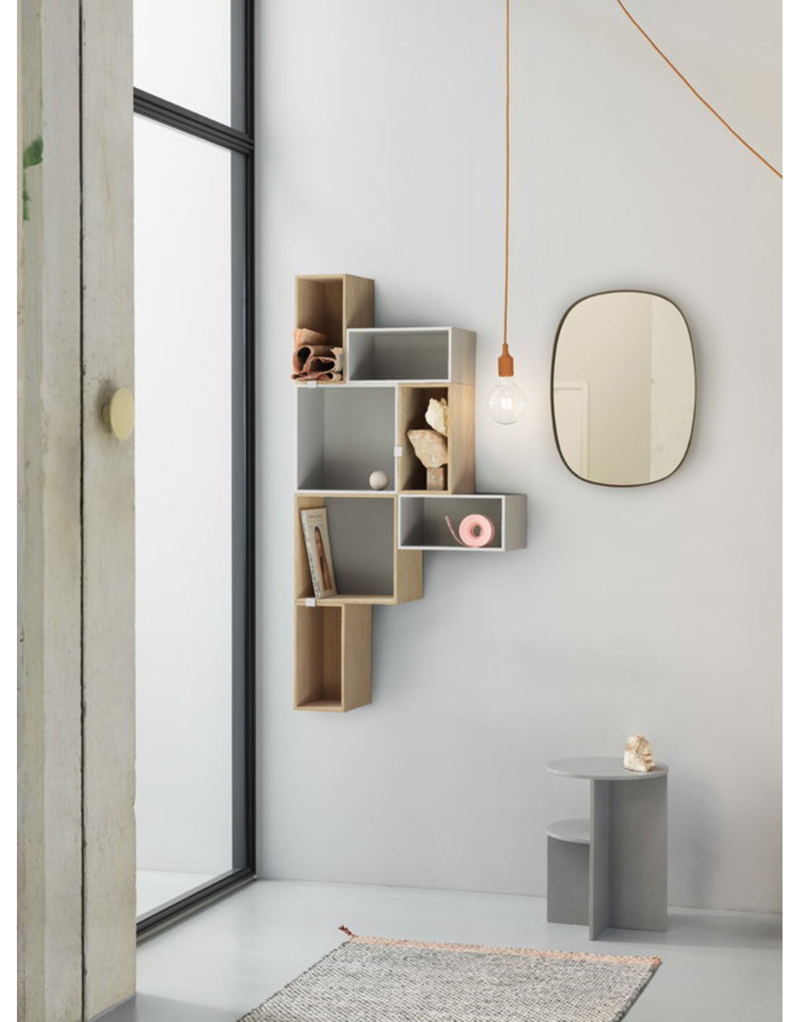 FRAMED WALL MIRROR- GREY