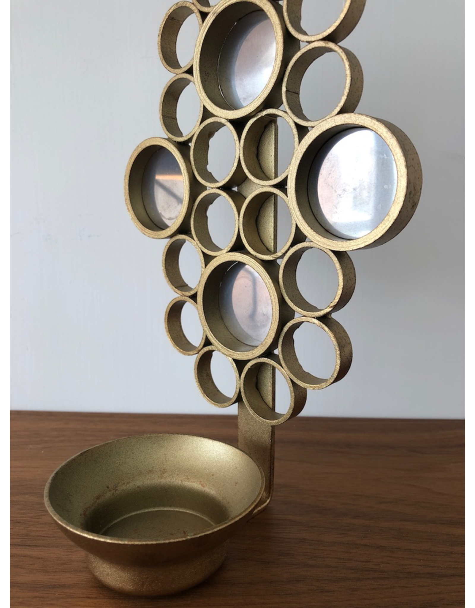 1960’s MIRRORED BRASS CANDLE WALL SCONCE