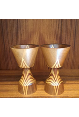 WOOD CANDLESTICKS 嵌花木燭台一對