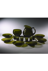 TUPA HAND-BLOWN MOSS-GREEN GLASS LIQUEUR SERVICE