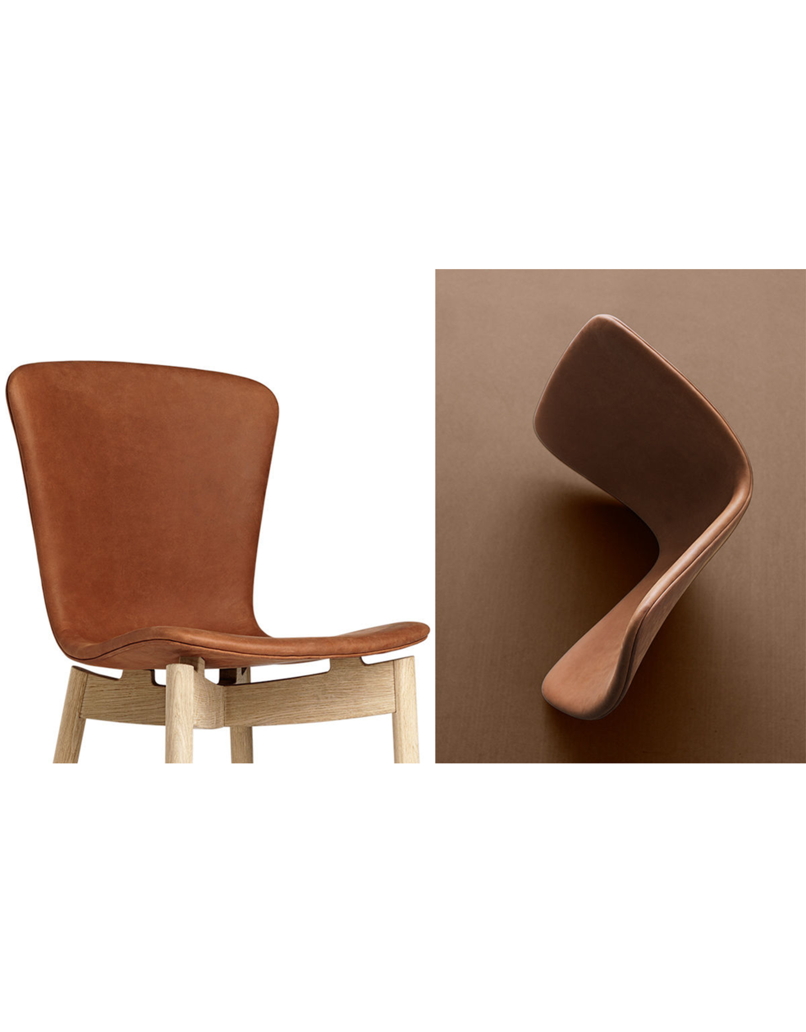 SHELL LOUNGE CHAIR IN SORENSEN DUNES RUST LEATHER