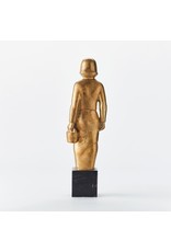 1920s GOLD PLATED BRONZE OF “WOMAN WITH PAIL” ON WOODEN STAND