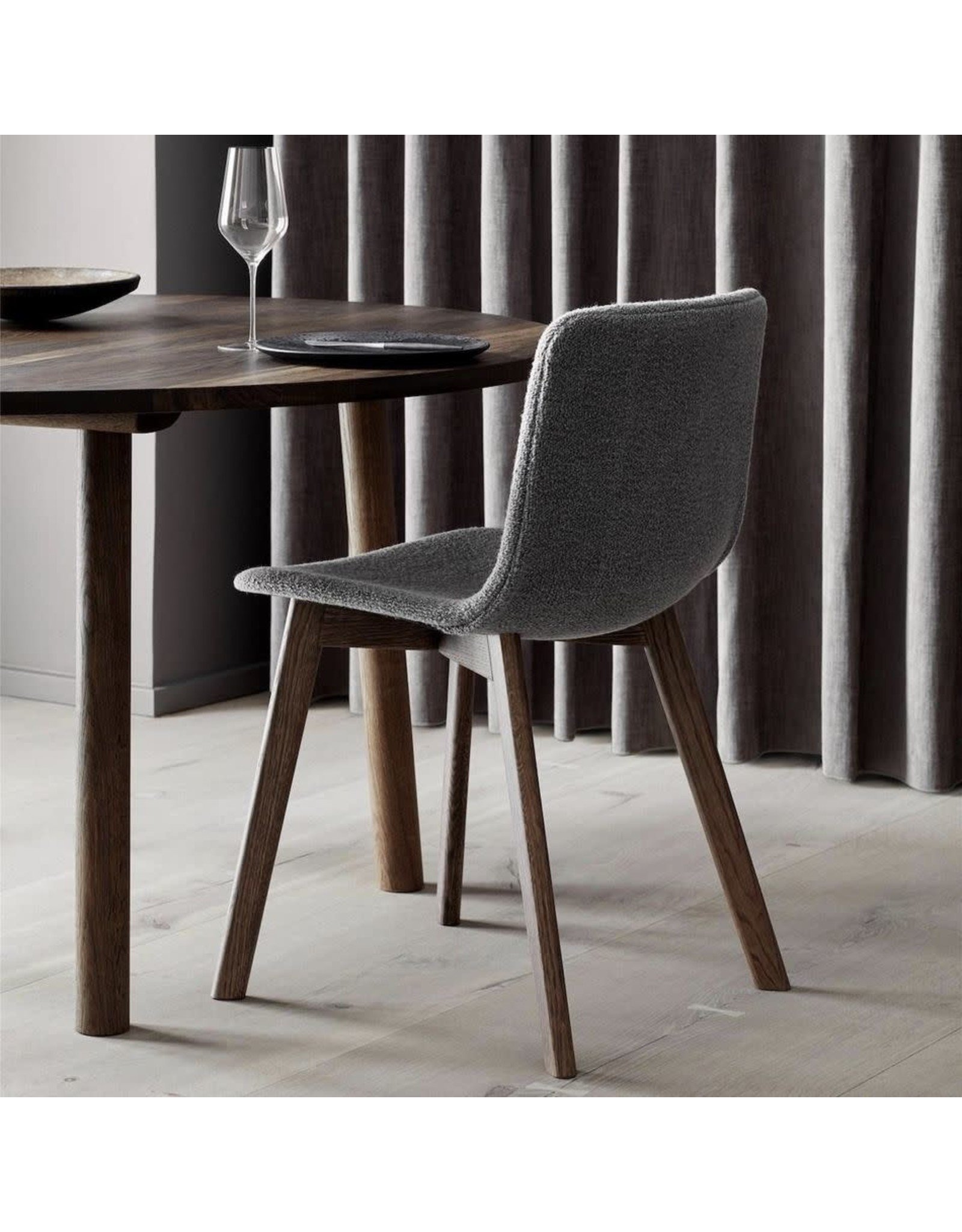 4222 PATO WOOD CHAIR IN GREY FABRIC
