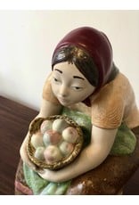 RARE 1970's ZAPHIR FIGURINE OF SEATED FARMER'S WIFE WITH BASKET