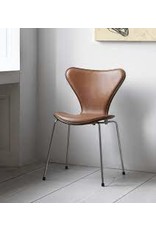3107 SERIES 7 CHAIR, FRONT UPHOLSTERED IN LEATHER, BASE IN CHROME