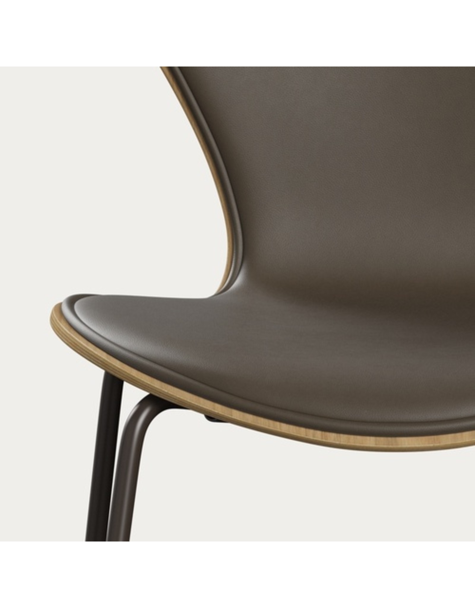 3107 SERIES 7 CHAIR, FRONT UPHOLSTERED IN LEATHER, BASE IN BROWN BRONZE