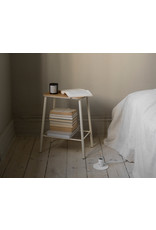 ADAM STOOL IN OAK SEAT WITH WARM WHITE FRAME