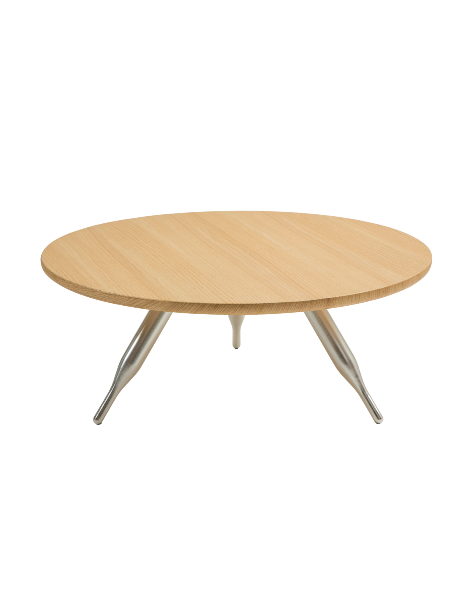 4A OAK ROUND LOW TABLE WITH ALUMINIUM LEGS