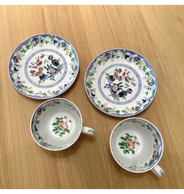 1930's RARE PAIR OF LARGE HANDPAINTED SOUPCUP AND SAUCERS